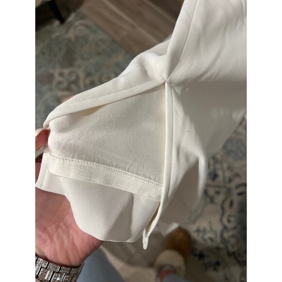 Women's St. John Diana Ivory Straight Leg, Split Hem Trousers, Size 8, #1143-X - Picture 4 of 8